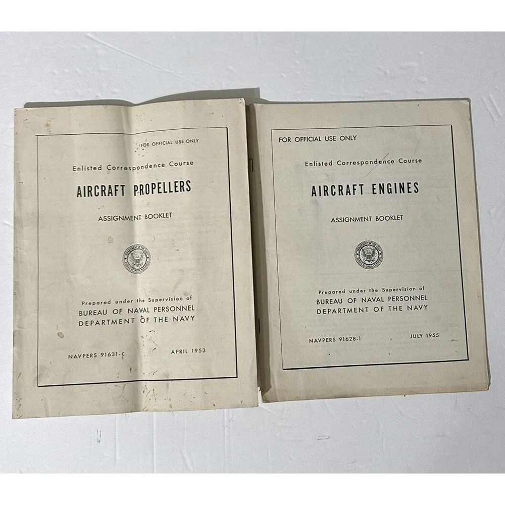1953 NAVPERS 91631-C Aircraft Propellers + 1955 91628-1 Engines Navy Booklet